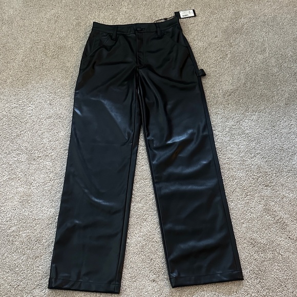 NWT Rag & Bone Sid Faux Leather Carpenter Black Pants 23 - Picture 4 of 10